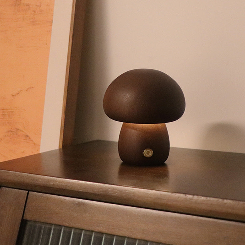 MushroomGlow Wooden LED Night Light