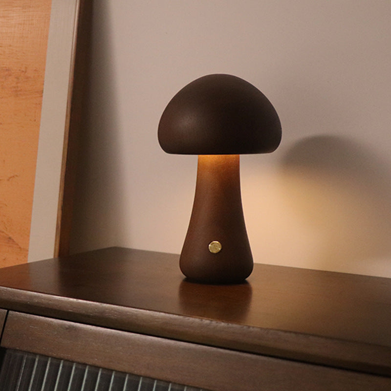 MushroomGlow Wooden LED Night Light