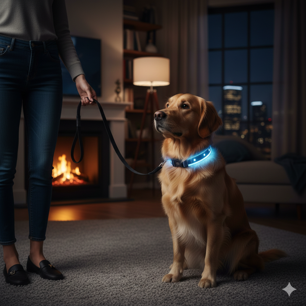 Dog Leash & Collar – Night Safety Nylon Set