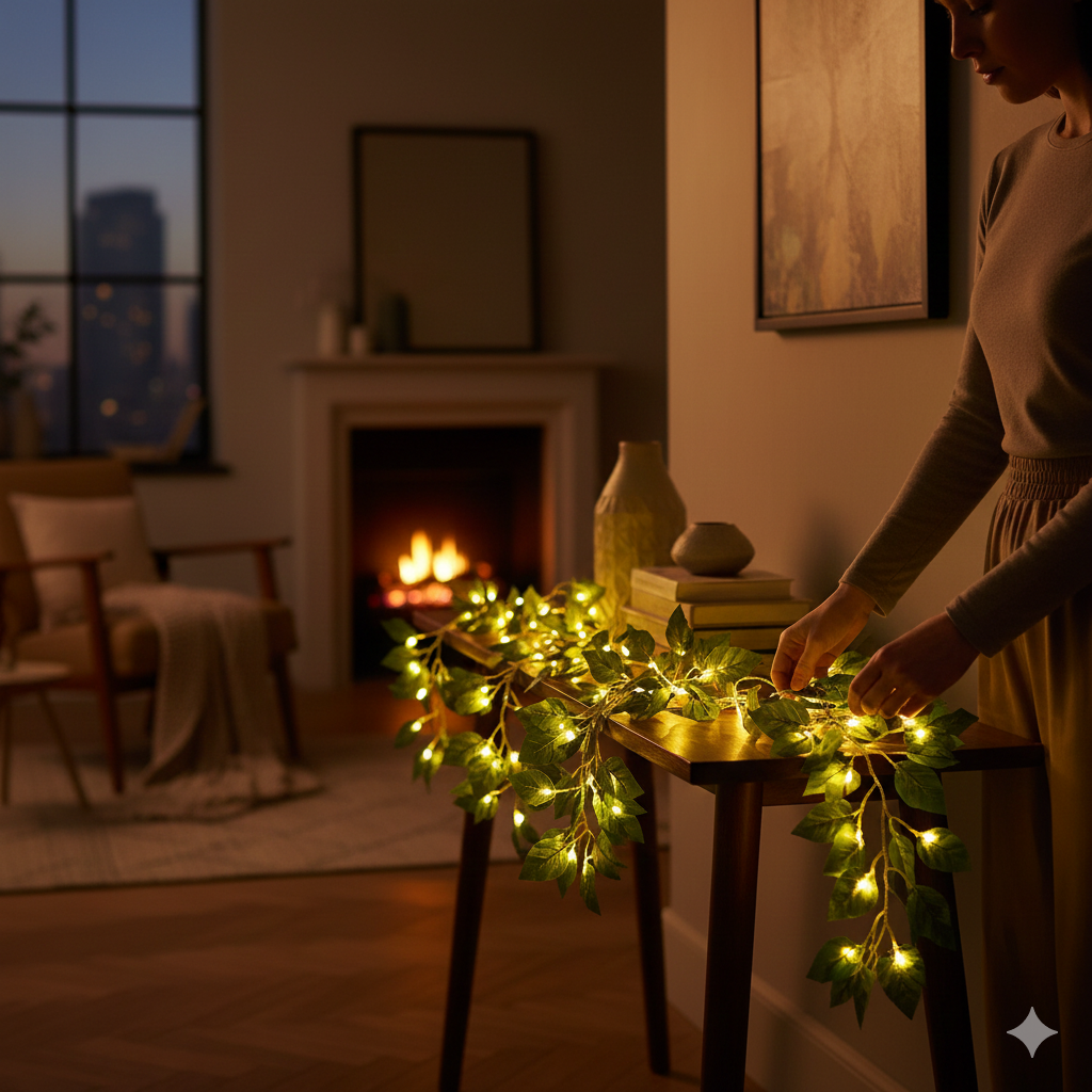 10M Green Leaf LED String Lights