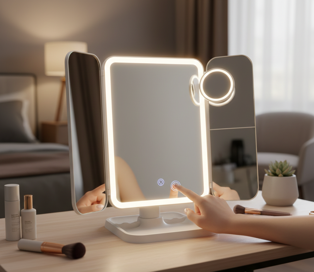 Tri-Fold LED Vanity Mirror