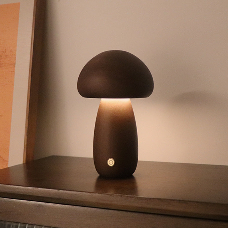 MushroomGlow Wooden LED Night Light